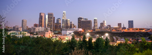 Sunset Los Angeles California Downtown City Skyline
