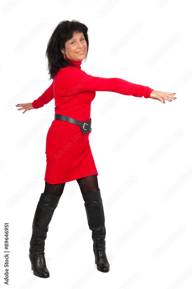 Beautiful woman doing different expressions in different sets of clothes: full quarter posing Beautiful woman doing different expressions in different sets of clothes: full quarter posing