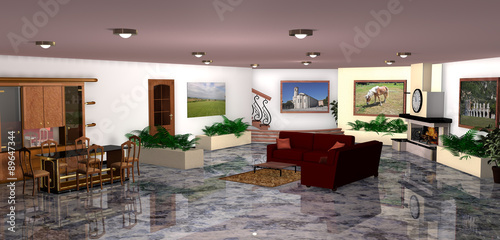 Cuadro en lienzo Grande salone arredato-large living room furnished