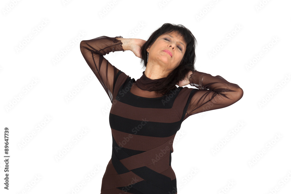 Beautiful woman doing different expressions in different sets of clothes: wake up Beautiful woman doing different expressions in different sets of clothes: wake up