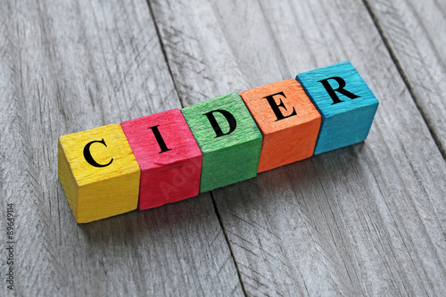 word cider on colorful wooden cubes