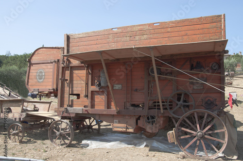 Ancient machine for threshing wheat 60 years