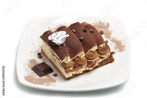 tiramisù with chocolate and biscuits and sponge cake