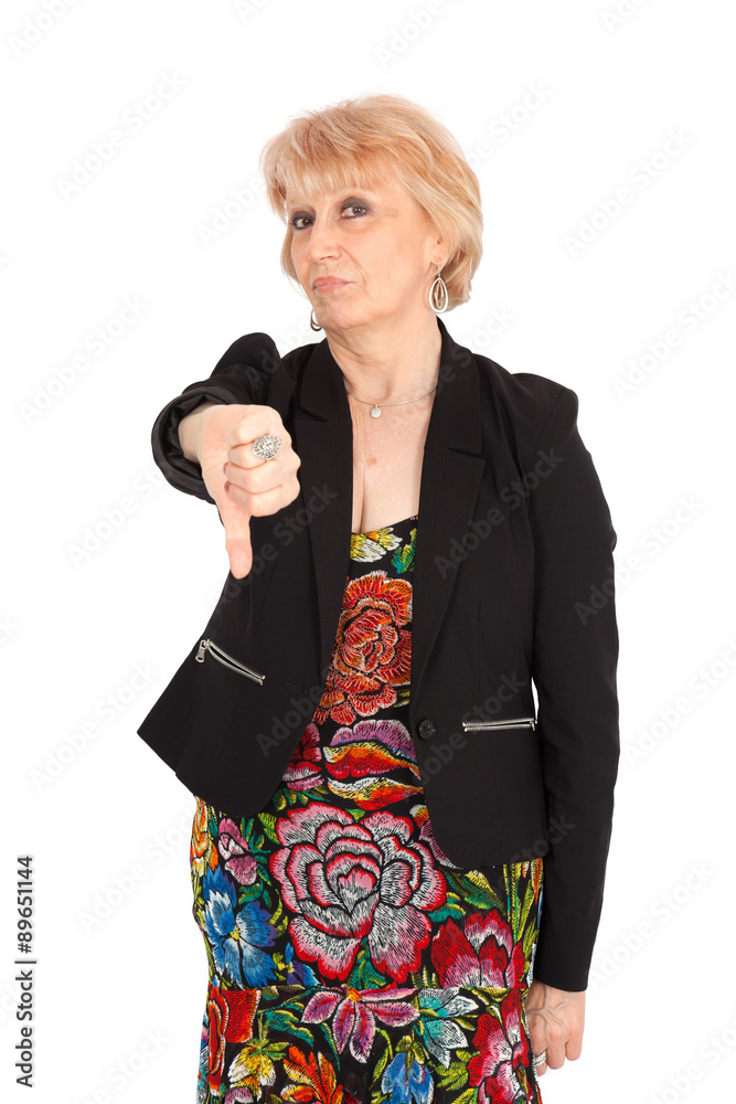 Beautiful woman doing different expressions in different sets of clothes: thumbs down Beautiful woman doing different expressions in different sets of clothes: thumbs down