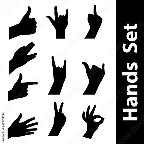 Hands silhouette set