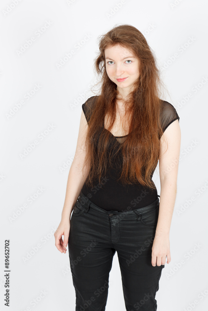 Beautiful businesswoman doing different expressions in different sets of clothes: love Beautiful businesswoman doing different expressions in different sets of clothes: love