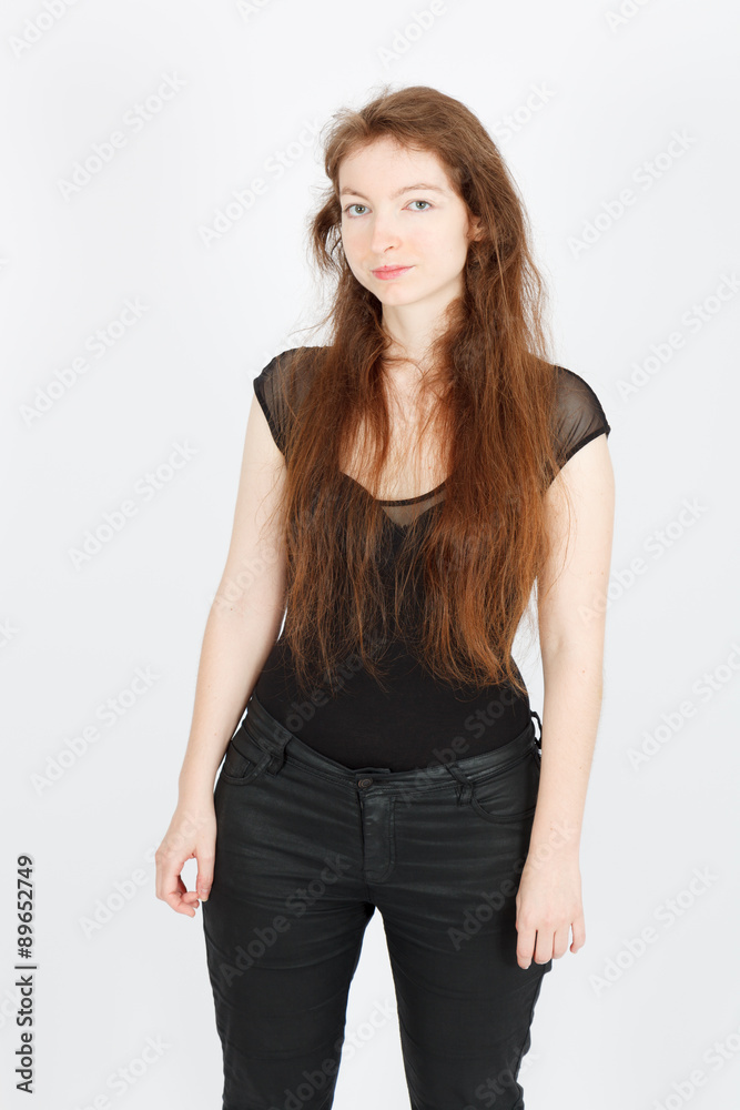 Beautiful businesswoman doing different expressions in different sets of clothes: bored Beautiful businesswoman doing different expressions in different sets of clothes: bored