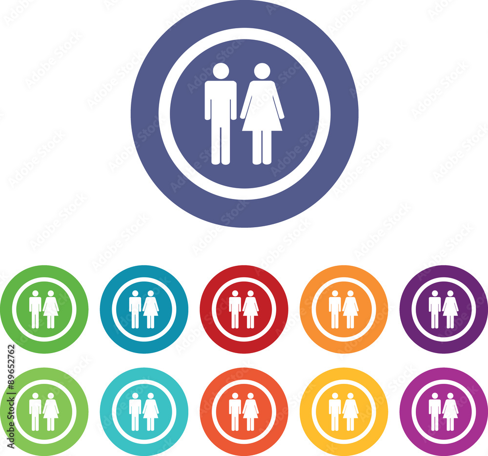 Man woman signs colored set Man woman signs colored set