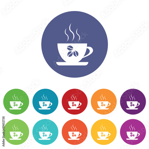 Coffee cup icons colored set