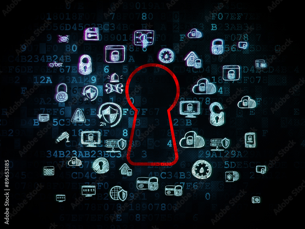 Fototapeta premium Security concept: Keyhole on Digital background