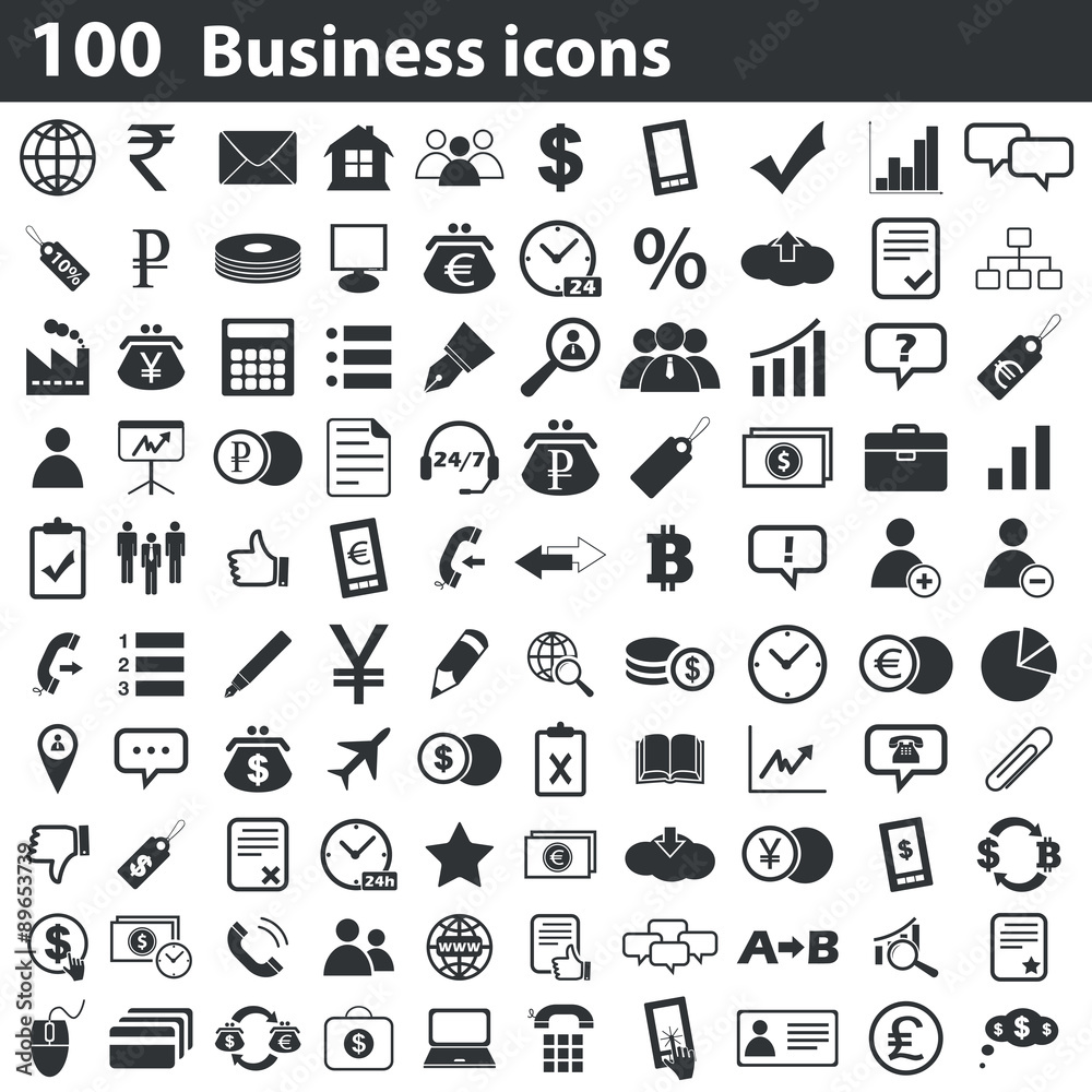 Fototapeta premium 100 business icons set