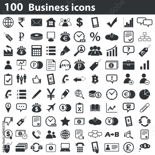 100 business icons set