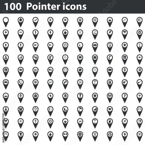 100 pointer icons set