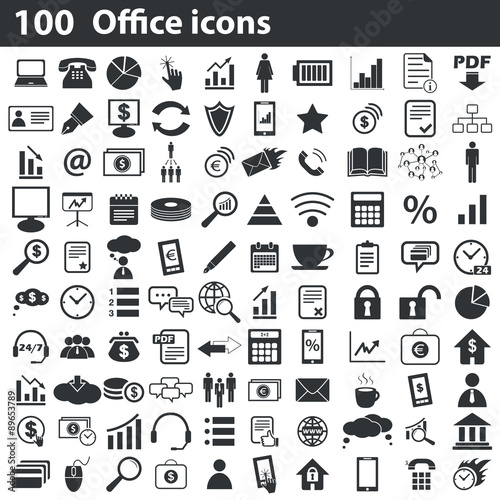 100 office icons set