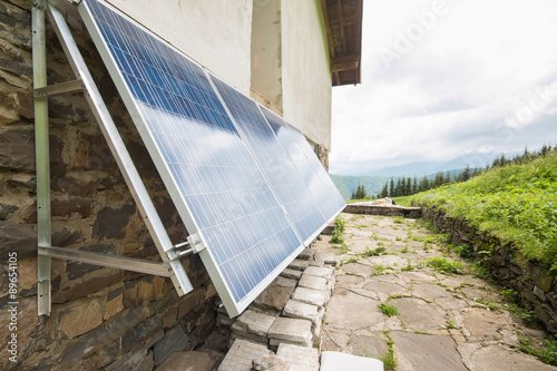 Solar panels on apline hut