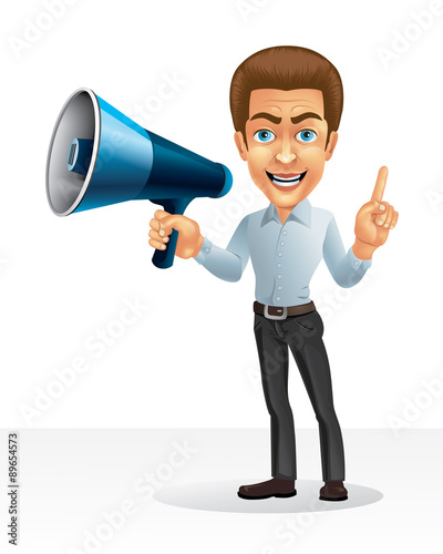Cartoon character - businessman with speaker