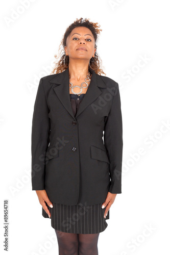 Beautiful black businnesswoman doing different expressions in different sets of clothes photo