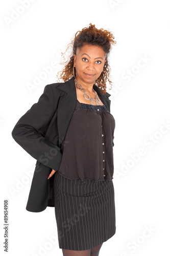 Beautiful black businnesswoman doing different expressions in different sets of clothes photo