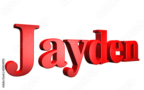 3D Jayden text on white background photo
