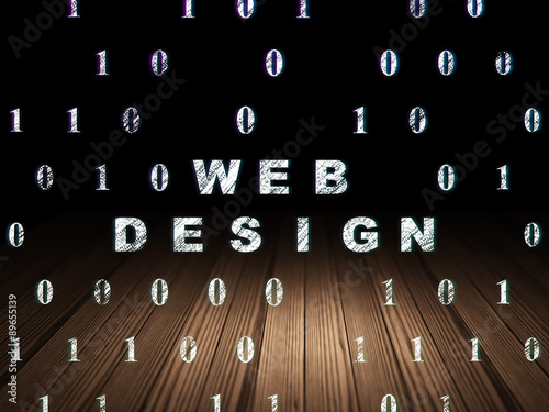 Web design concept: Web Design in grunge dark room