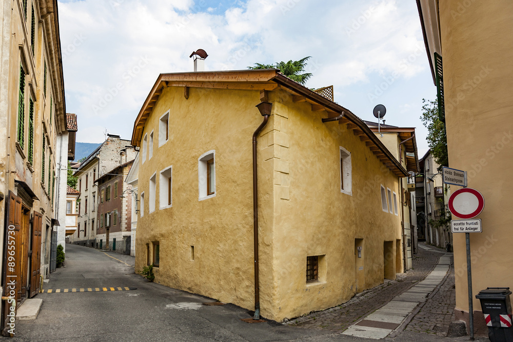 typical old houses in famous village of Meran