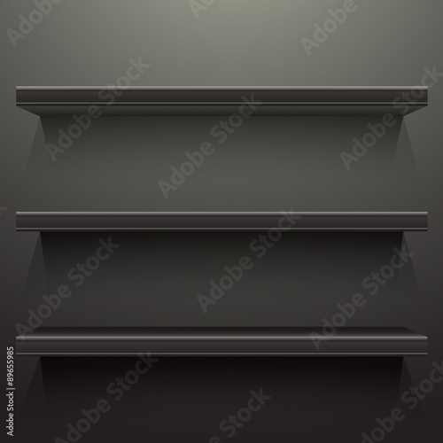 Dark background shelves