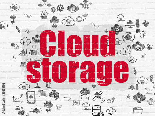 Cloud networking concept: Cloud Storage on wall background