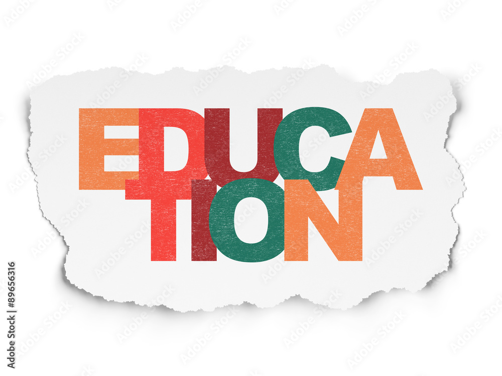 Education concept: Education on Torn Paper background