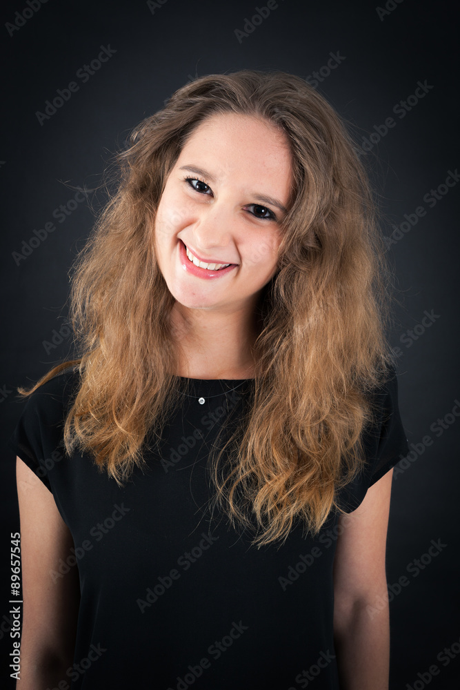 Beautiful woman doing different expressions in different sets of clothes: love Beautiful woman doing different expressions in different sets of clothes: love