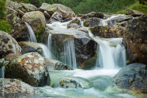 mountain waterfall long exposure