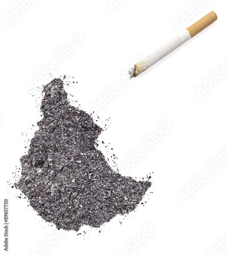Ash shaped as Ethiopia and a cigarette.(series)