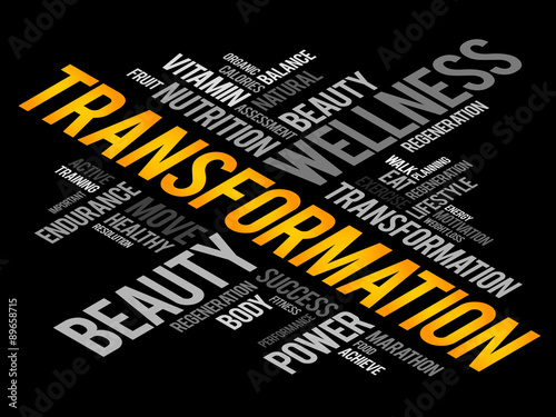 TRANSFORMATION word cloud, fitness, sport, health concept