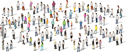Big group of people on white background
