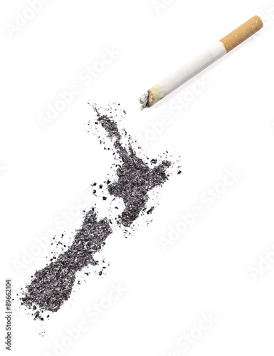 Ash shaped as New Zealand and a cigarette.(series)