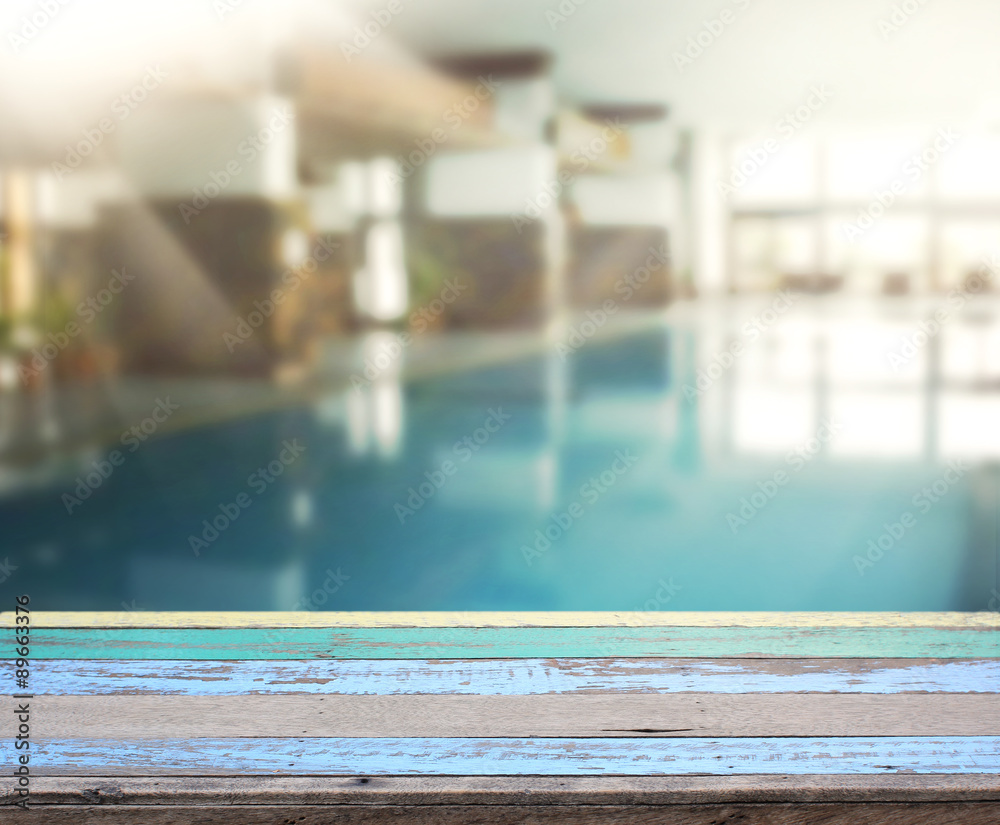 Wood Table Top Background And Pool Wood Table Top Background And Pool