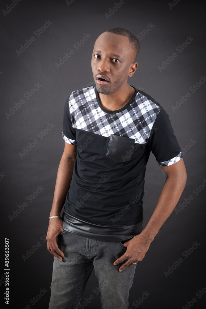 Handsome man doing different expressions in different sets of clothes: surprise Handsome man doing different expressions in different sets of clothes: surprise