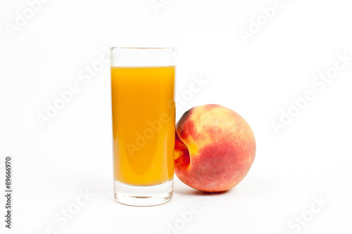  Peach juice on a white background.