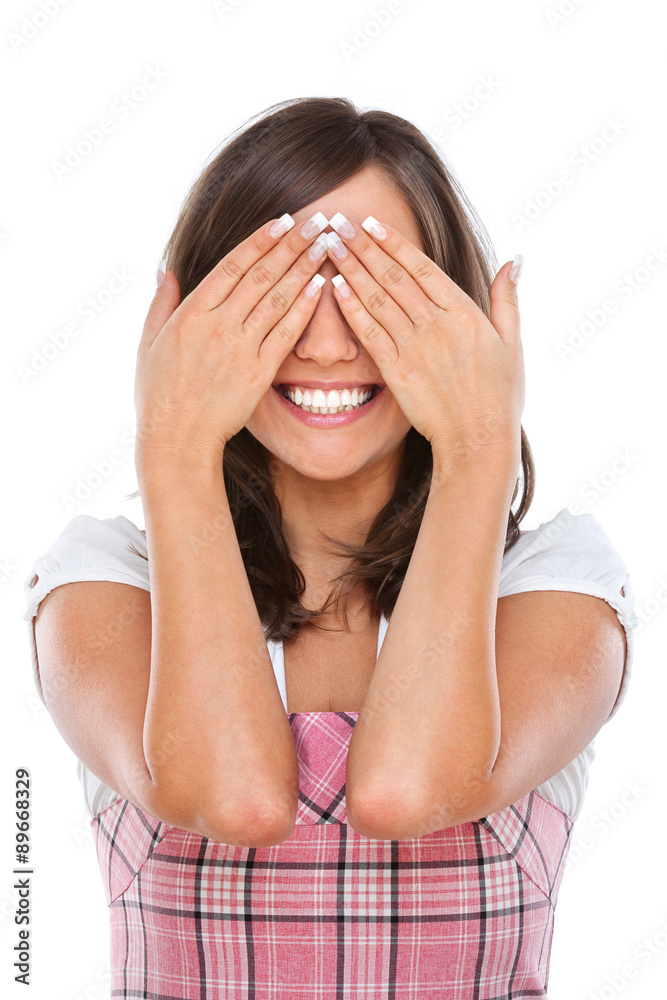 Young woman closing her eyes Young woman closing her eyes