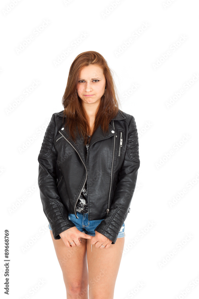 Beautiful woman doing different expressions in different sets of clothes: sad Beautiful woman doing different expressions in different sets of clothes: sad