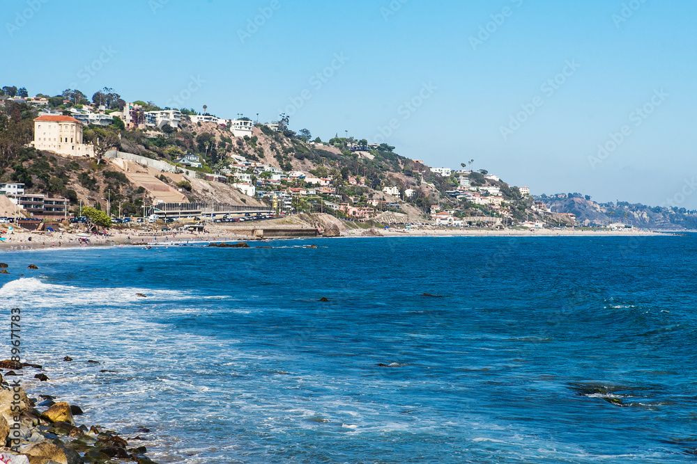 Shore in Malibu. Summer day at the pacific ocean