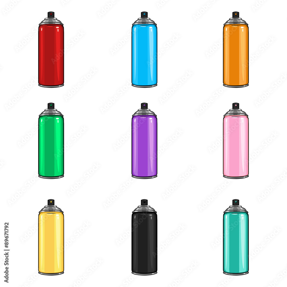 Vector Set of Aerosol Sprays with Paint Vector Set of Aerosol Sprays with Paint