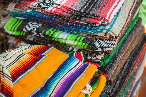 Mexican serape fabric colorful pattern texture background