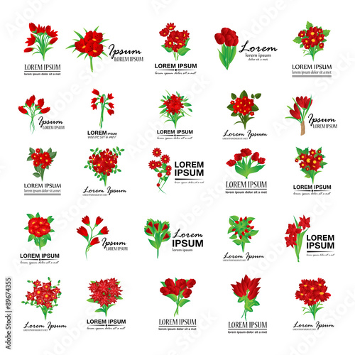 Bouquet Icons Set - Isolated On White Background
