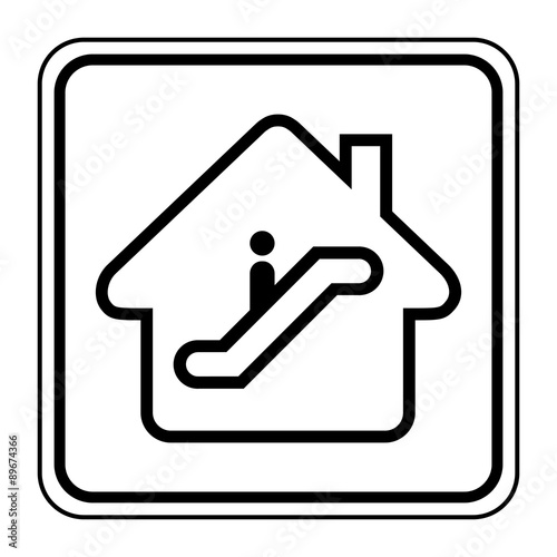 Logo maison et escalator.