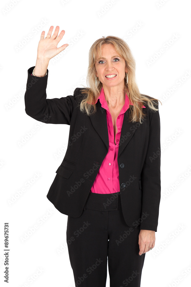 Beautiful woman doing different expressions in different sets of clothes: waving Beautiful woman doing different expressions in different sets of clothes: waving