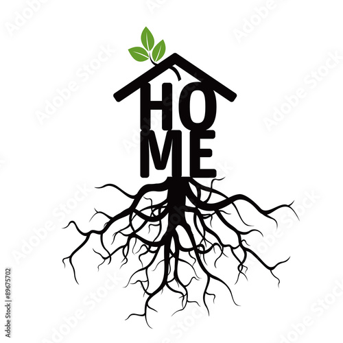 Black Vector Shape of Home and Roots.