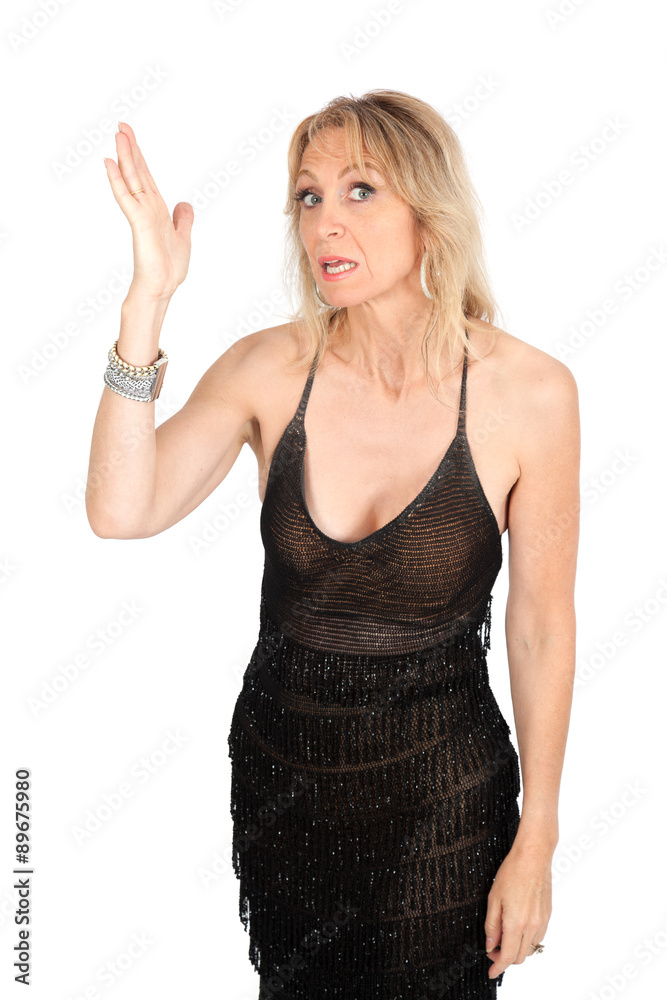 Beautiful woman doing different expressions in different sets of clothes: be careful Beautiful woman doing different expressions in different sets of clothes: be careful
