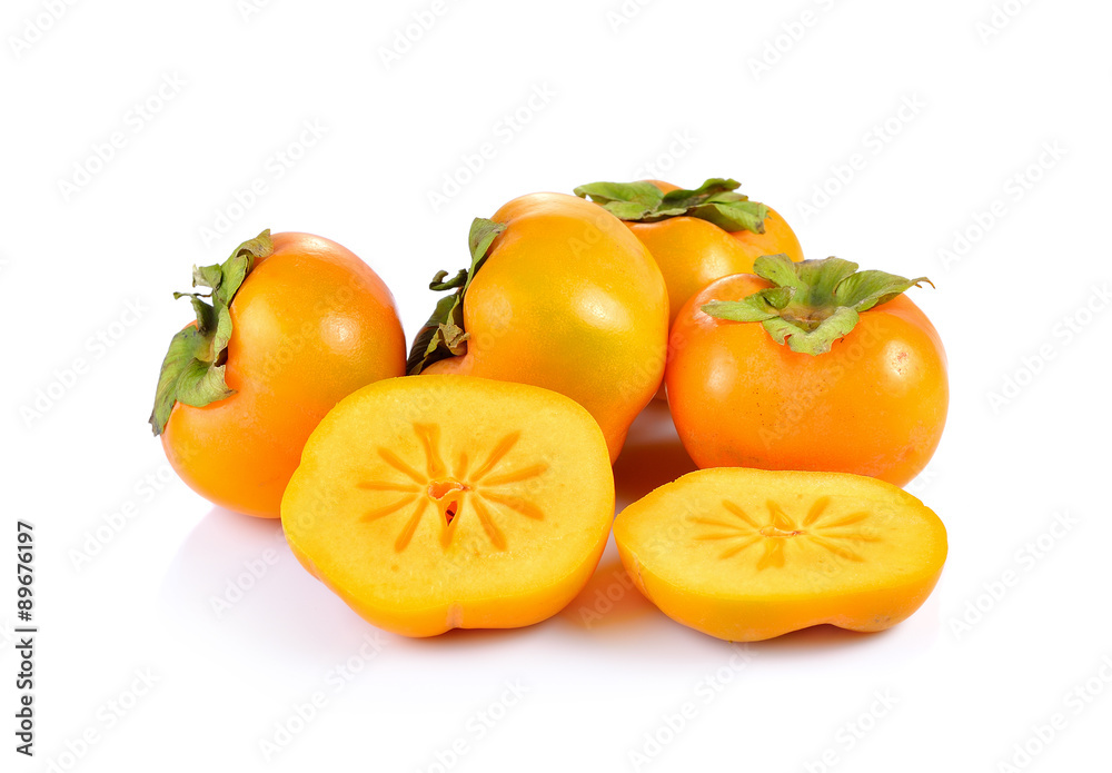 persimmons on white background persimmons on white background