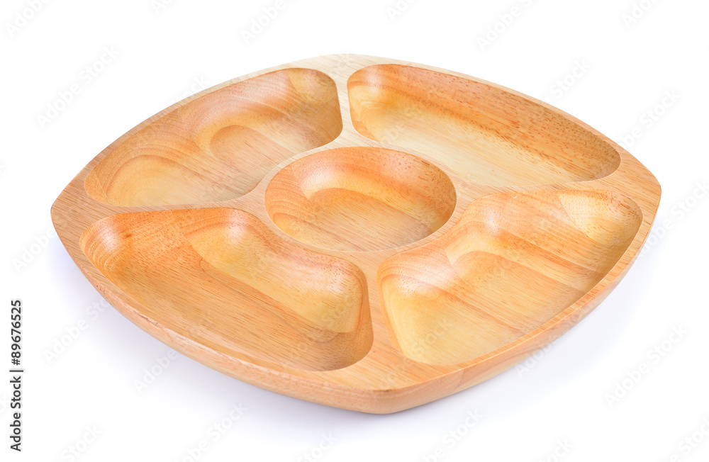Wooden tray on white background Wooden tray on white background