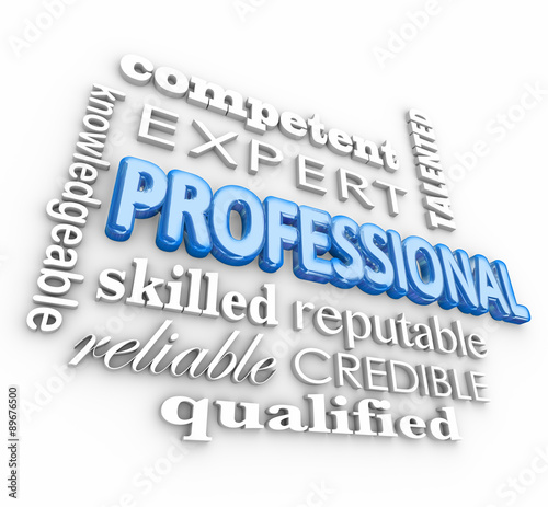 Картината върху платно Professional 3d Word Collage Knowledge Reputation Skill Expert R